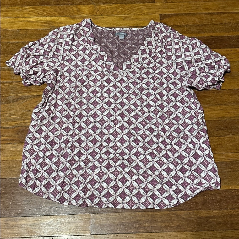 Falls Creek Purple and White Patterned Top